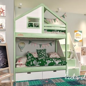 Кровать домик зелёная