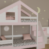 Кровать домик розовая1