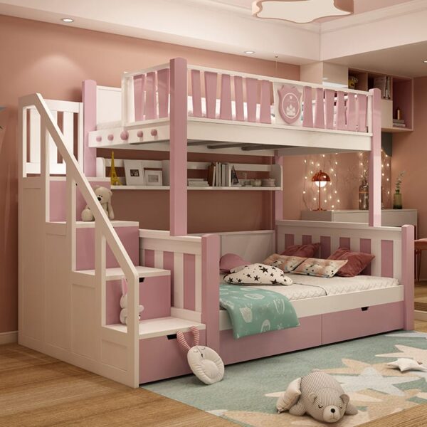 двухъярусная кровать монтана розовая