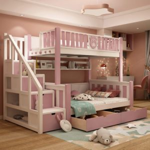 двухъярусная кровать монтана розовая1
